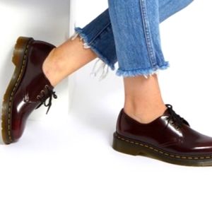 Dr. Martens Women's Vegan 1461 Oxford Rub Off Vegan Shoes in Burgundy